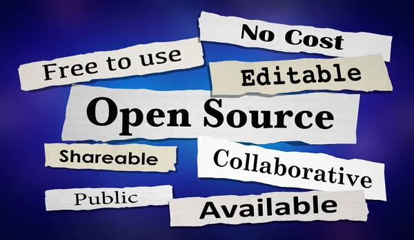 Open Source Software Articles de journaux Illustration 3d — Photo