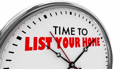 Zaman Your Home Clock Satılık 3d İllüstrasyon için Ev Satmak Listelemek için