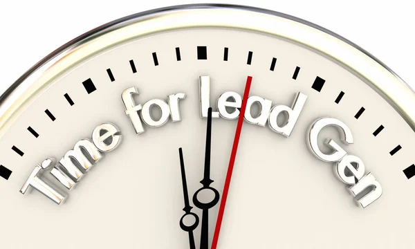 Tempo per Lead Generation Trova nuovi clienti Orologio 3d Illustrazione — Foto Stock