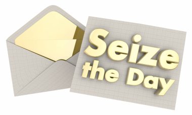 Gün Carpe Diem Zarf 3d İllüstrasyon Ele geçirin