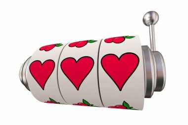 Lucky in Love Kumar Romance Slot Machine Hearts 3d İllüstrasyon