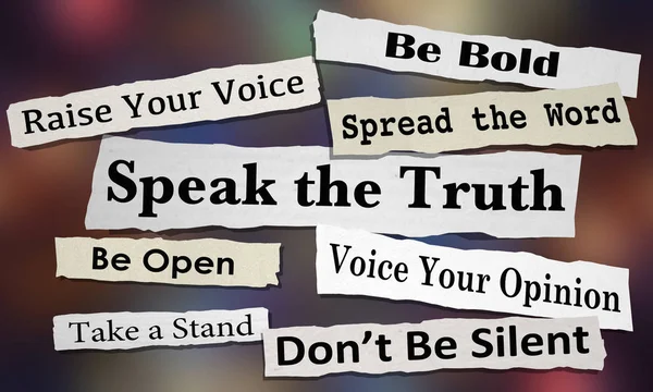 Μιλήστε για την αλήθεια μοιραστείτε γνώμη Εξαπλώστε τη φωνή σας επικεφαλίδες 3D εικόνα — Φωτογραφία Αρχείου