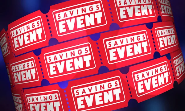 Spaar evenement tickets verkoop korting speciale uitnodiging 3D illustratie — Stockfoto