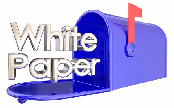 Λευκή Βίβλος έρευνα έκθεση ανάλυση γραμματοκιβώτιο 3D εικόνα — Φωτογραφία Αρχείου