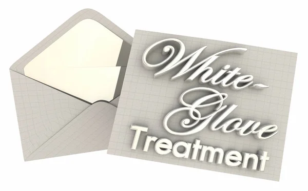 Fehér kesztyű kezelés VIP extra Figyelem Care 3D illusztráció — Stock Fotó