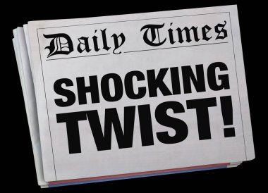 Şok Edici Twist Şaşırtıcı Gazete Manşet İplik 3d İllüstrasyon