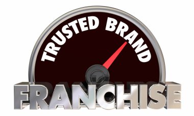 Franchise Fırsat İş Güvenilir Marka Speedometer 3d İllüstrasyon