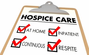 Hospice Levels Stages At Home Continuous Inpatient Respite Care Checklist 3d Illustration clipart