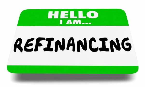 Herfinanciering nieuwe lening Hypotheekbank naamtag 3D illustratie — Stockfoto