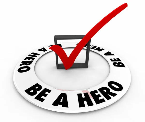 Seja um herói Salvador Especial Super Pessoa Verificar Mark Box Ilustração 3d — Fotografia de Stock