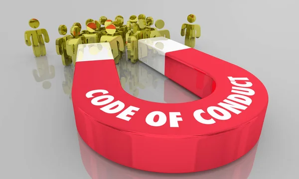 Code of Conduct Rules Behavior People Magnet 3d Illustration — Stock Photo, Image