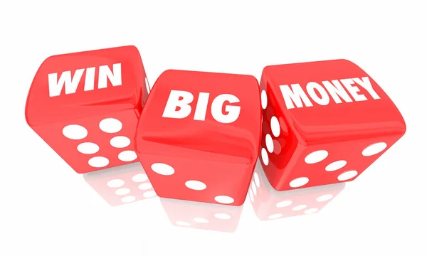 Win Big Money Rolling dobbelstenen jackpot gokken 3D illustratie. jpg — Stockfoto