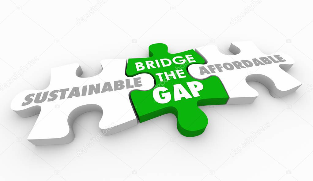 Sustainable and Affordable Bridge the Gap Puzzle 3d Illustration