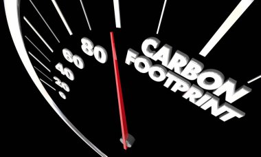 Karbon Ayak İzi Co2 Emisyon Kirliliği İklim Değişikliği Speedometer 3d İllüstrasyon