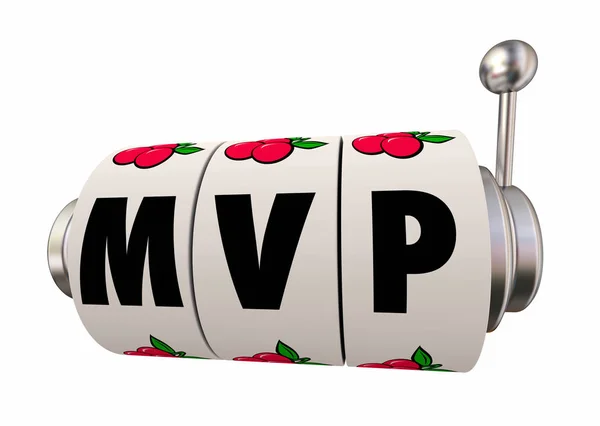 Mvp 가장 가치있는 선수 최소 실행 가능한 제품 슬롯 머신 3D 일러스트 — 스톡 사진