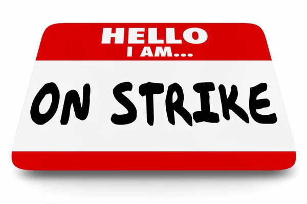 Op Strike naamtag sticker werk stop pagina protest 3D illustratie — Stockfoto