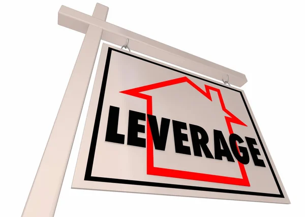 Leverage Net Worth Home House Buying For Sale Sign 3d Illustration — Stock Photo, Image