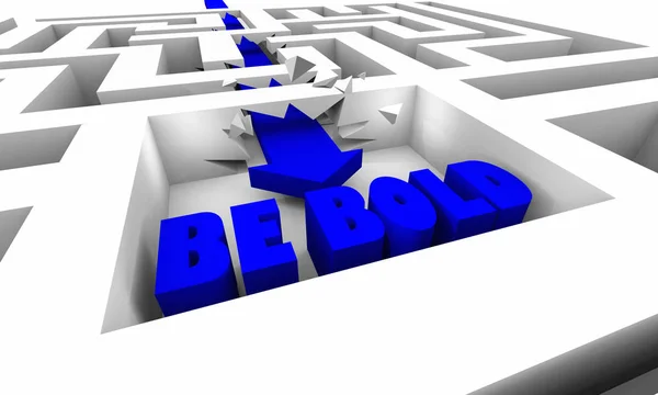 Be Bold Fearless Take Big Action Courage Brave Maze Arrow 3d stration.jpg — стоковое фото