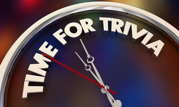 Itt az ideje a Trivia Contest Game Clock szavak 3D illusztráció — Stock Fotó