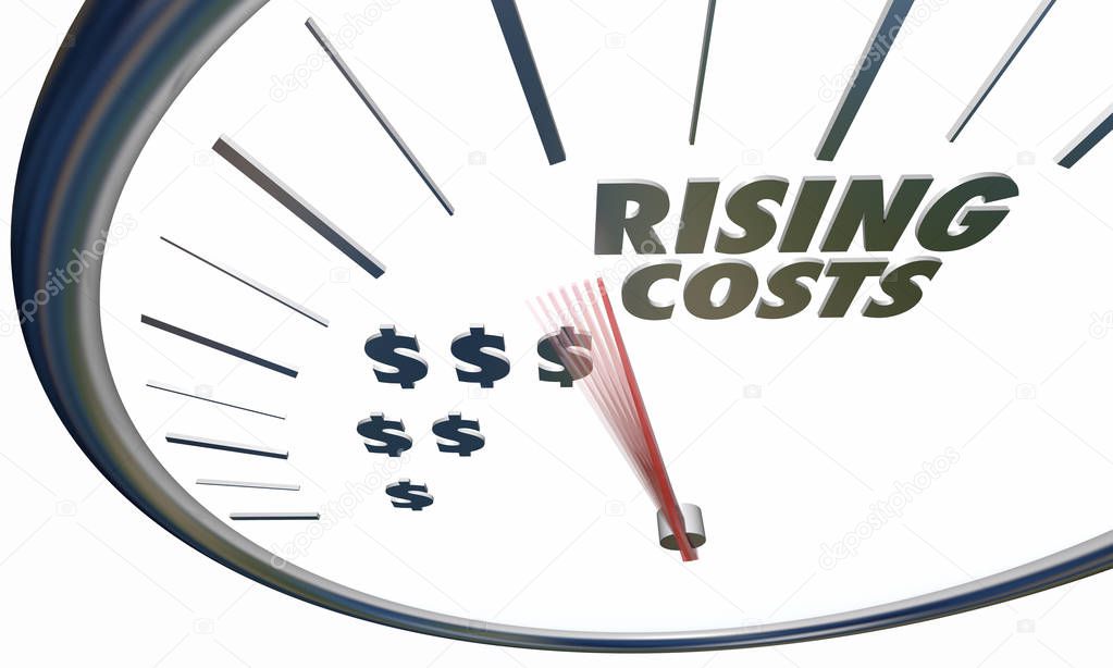 Rising Costs Increased Price Speedometer Inflation 3d Illustration