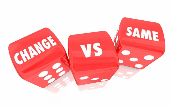 Change Vs Same New Different Update or Old Rolling Dice 3d Illustration — Stock Photo, Image