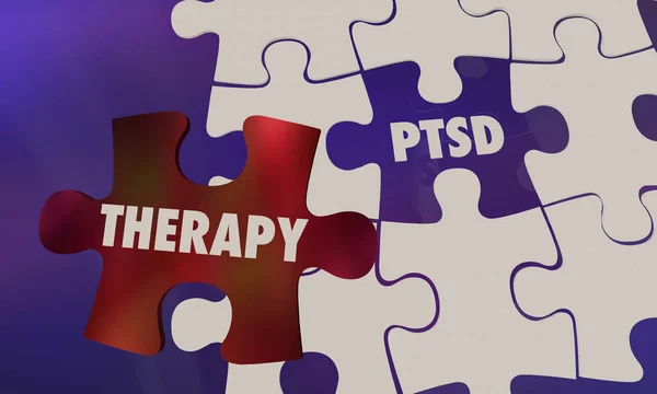 Ptsd Post Traumatische Stress stoornis Therapie Puzzel 3d Illustratie — Stockfoto