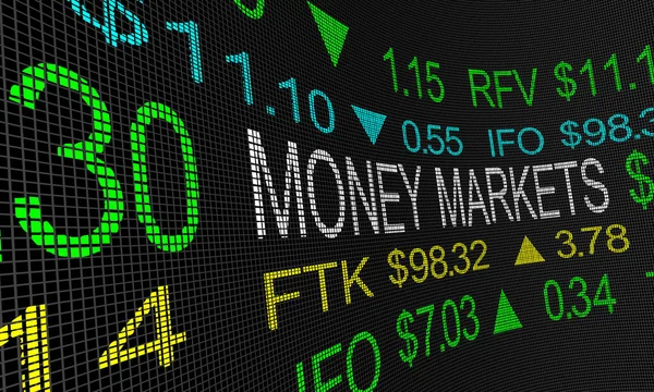 Money Market Stock Ticker Investment Words 3d Illustration — Stock Photo, Image