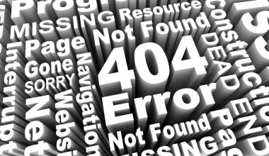 404 Hata Sayfası Bulunamadı Kayıp Web Sitesi Mesaj Kolajı 3d İllüstrasyon