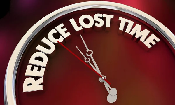 Reduza o tempo perdido Cortar desperdício Relógio Eficiência Produtividade Ilustração 3d — Fotografia de Stock