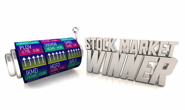 Stock Market Vinnare Slot Machine Investment Jackpot Illustration — Stockfoto
