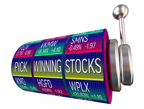 Pick Winning Stocks Choose Best Investment Slot Machine Gamble Illustration — Stock Photo, Image