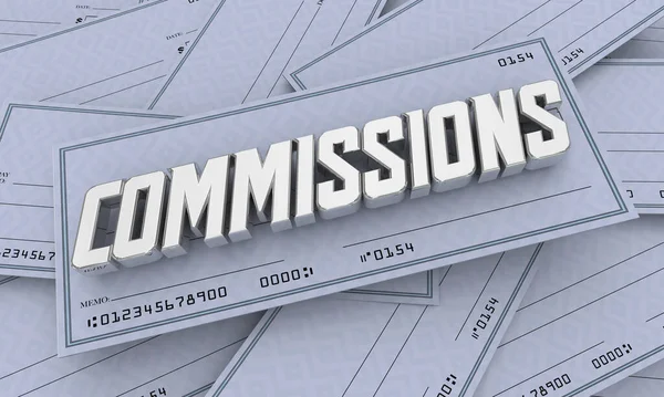 Commission Checks Incentive Payments Income Money Illustration — Stock Photo, Image