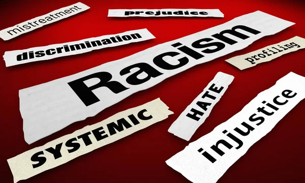 Racisme Nieuws Berichten Discriminatie Protest Onrecht Woorden Animatie — Stockfoto