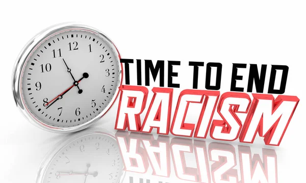 Time End Racism Clock Stop Unfair Treatment Illustration — Stock Photo, Image