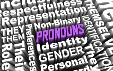 Pronouns Gender Identity Non-Binary Personal Preference Choices 3d Illustration clipart