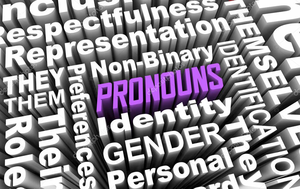 Pronouns Gender Identity Non-Binary Personal Preference Choices 3d Illustration