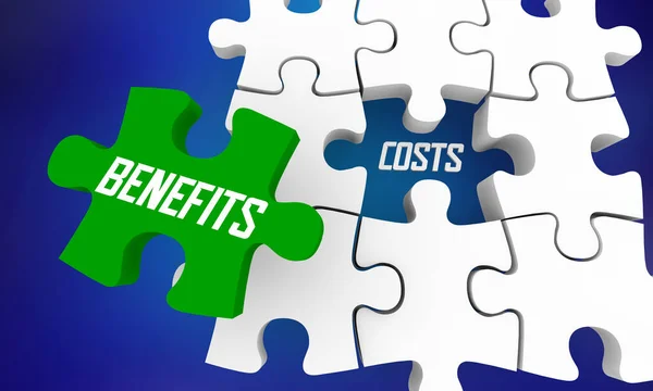 Benefits Costs Puzzle Pieces Cba Cost Benefit Analysis Illustration — Stock Photo, Image