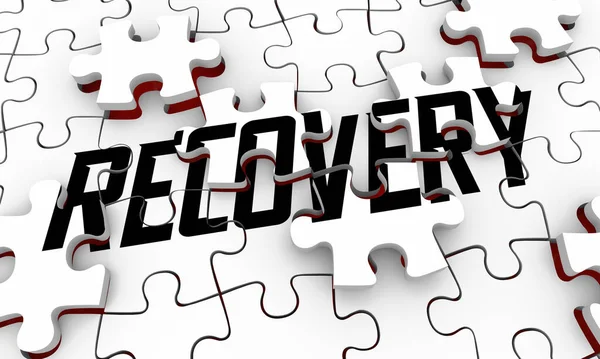 Recese Recovery Puzzle Solution Pieces Growth Economy Illustration — Stock fotografie