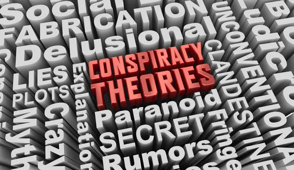 Conspiracy Theories False Stories Rumors Paranoid Lies Illustration — Stock Photo, Image