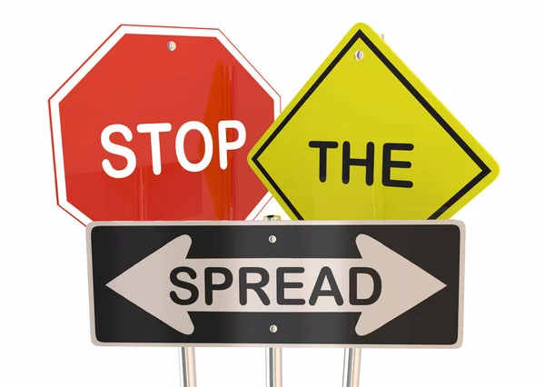 Stoppt Die Ausbreitung Der Virusinfektion Sicherheitsmaßnahmen Verkehrszeichen Illustration — Stockfoto