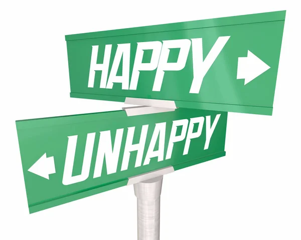 Happy Unhappy Emotions Feeling Choice Two Way Signs Illustration — Stock Photo, Image
