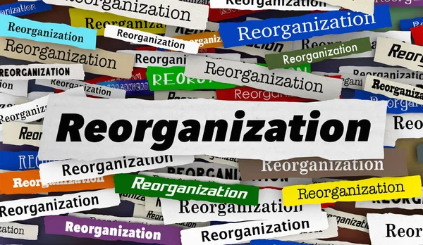 Reorganization New Restructure Change Business Company Disruption Headlines Illustration — Stock Photo, Image