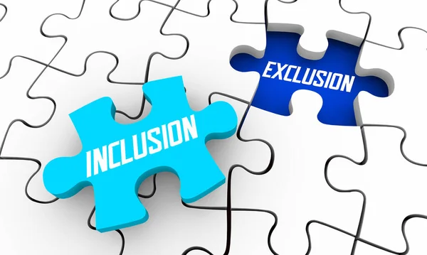 Inclusión Exclusión Participar Únete Diversidad Puzzle Piezas Ilustración —  Fotos de Stock