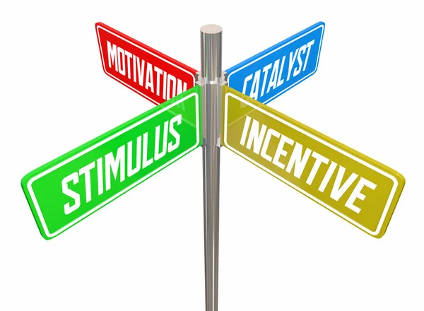 Stimulus Κίνητρο Κίνητρο Street Signs Οικονομική Ενίσχυση Εικονογράφηση — Φωτογραφία Αρχείου