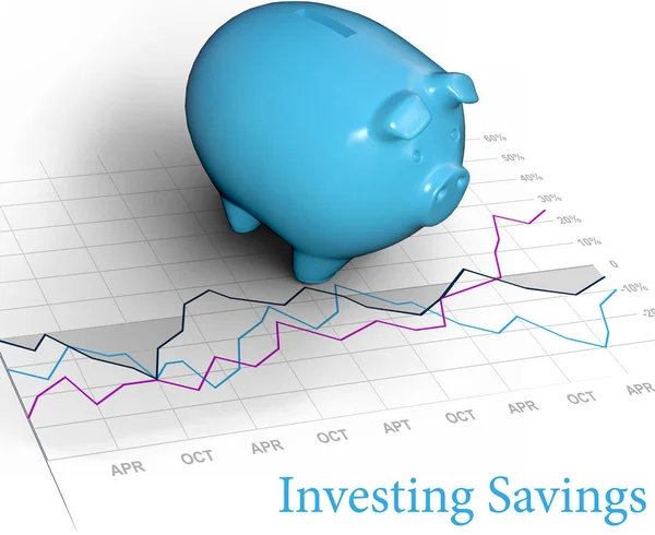 在财务图表上投资存钱罐的退休储蓄符号 — 图库照片