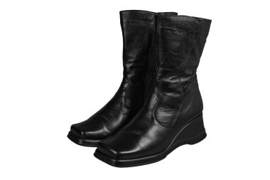 Kadın botları, beyaz arka plan üzerinde siyah