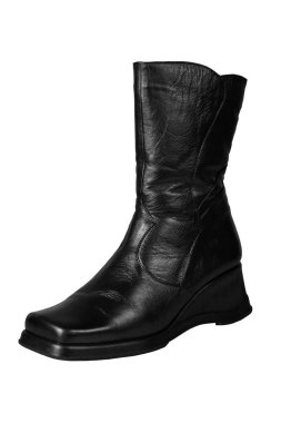 Kadın botları, beyaz arka plan üzerinde siyah