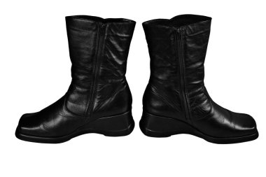 Kadın botları, beyaz arka plan üzerinde siyah