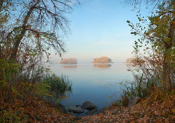 Панорама Острови Сході Сонця Річці Дніпро — стокове фото