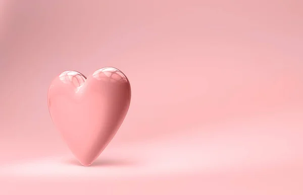 Solitary rosa hjärta på mjukt rosa bakgrund Stockbild